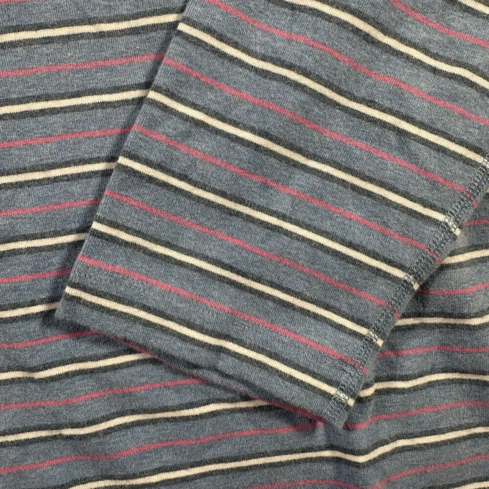 Lands’ End Women’s XL Blue Striped Long Sleeve Crew Neck Cotton Knit Shirt